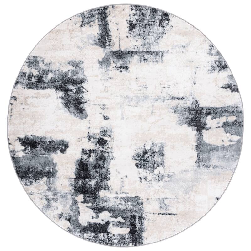 SAFAVIEH Lagoon Susann Modern Rug - 6'7" Round - Ivory/Charcoal