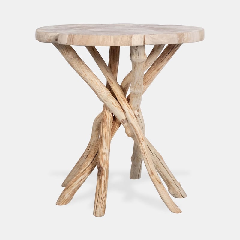 Roell Solid Teak Wood Branch Base Accent Table by East at Main - Natural - Wood/Teak