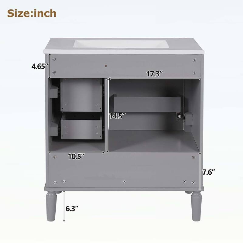 Bathroom Vanity with Ceramic Sink,Soft-Close Door,Multiple Drawers,and Ample Storage for Modern Bathrooms