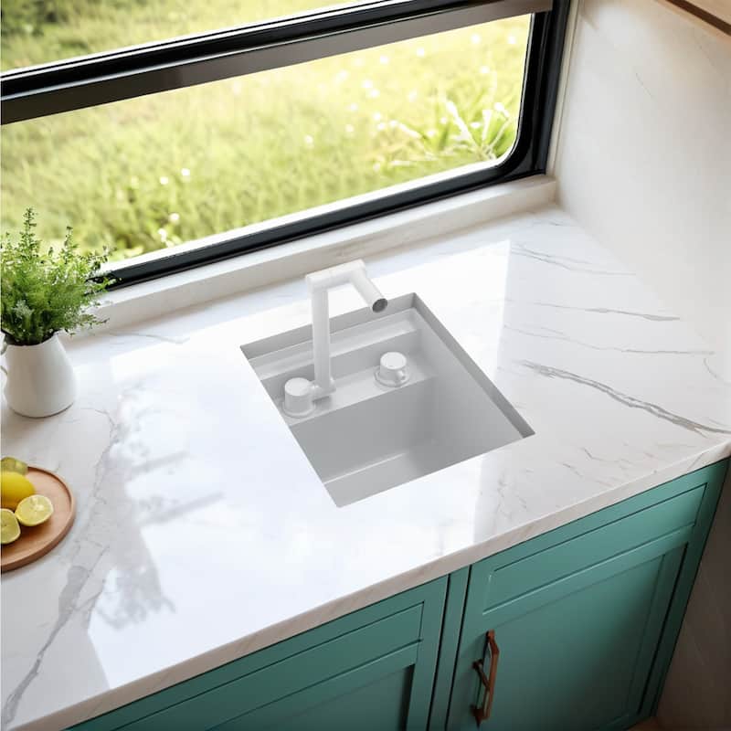 Black/SILVER/WHITE RV Sink with faucet and a foldable tap inside