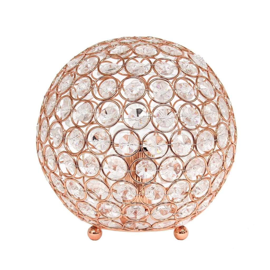 8 in. Rose Gold Finish Table Lamp, Round Lamp for End and Side Table