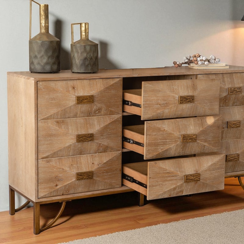 Modern 3 Drawer Dresser with 2 Door Cabinet, Adjustable Shelves, Solid Wood and MDF Storage Chest for Bedroom or Entryway