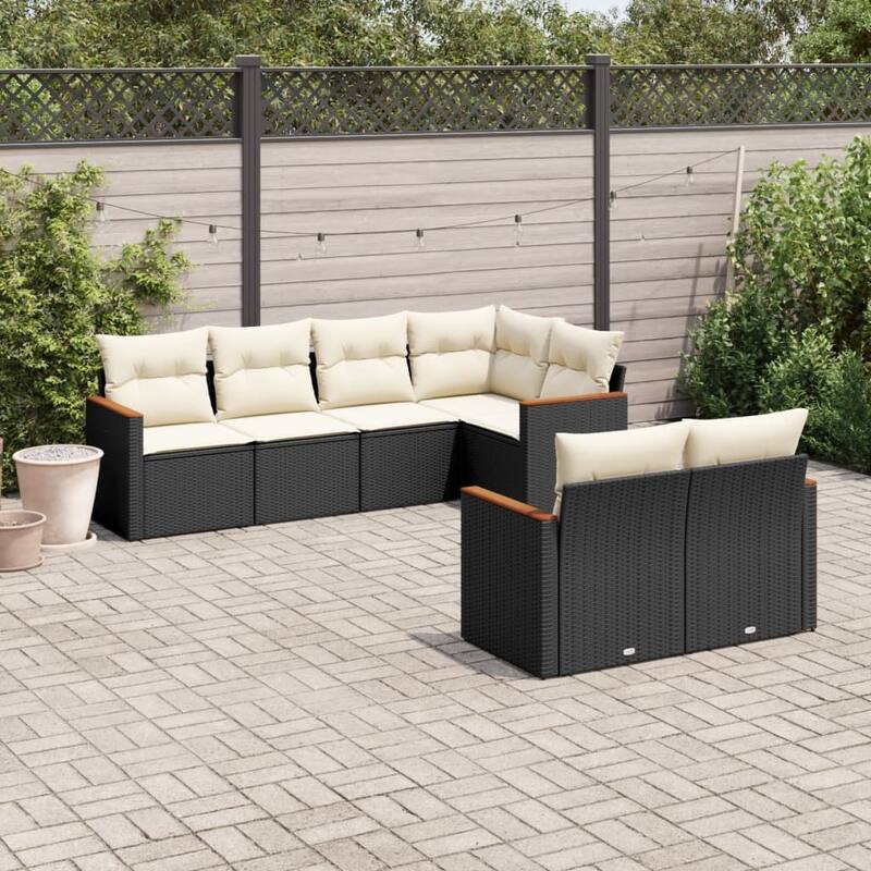 vidaXL Garden Sofa Set Black - 24.4 x 24.4 x 27.2 - Black and cream Large