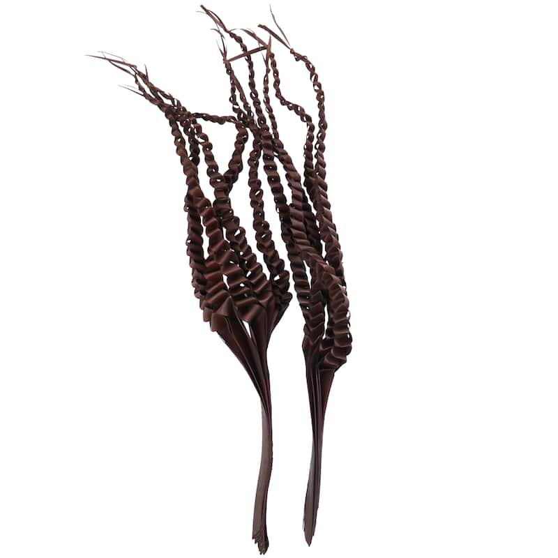Dried Plant Palm Leaf Handmade Tall Five Finger Natural Foliage - Dark Brown - Roche River Decor - 3"W x 8"L x 30"H