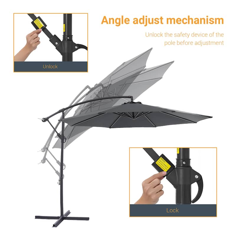 BONOSUKI 10ft Patio Offset Umbrella,w/Crossed Base Cantilever Umbrella