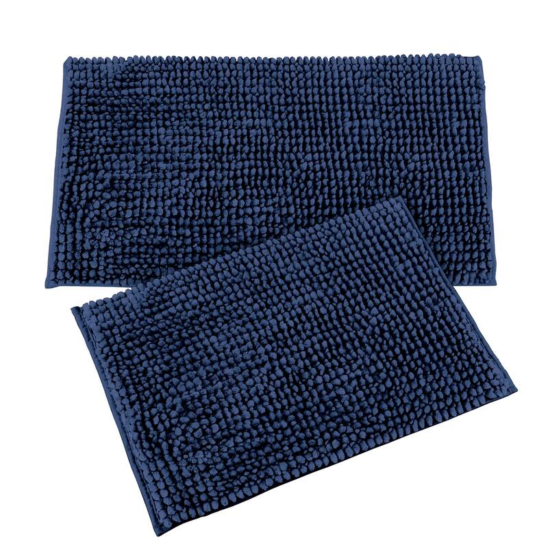 Microfiber Chenille Skid-Resistant Absorbent 2-Piece Bath Rug Set