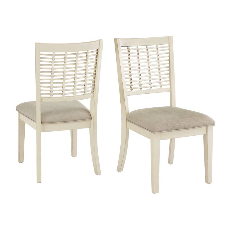 Trani White Finish Table with Wicker Dining Chair Set by iNSPIRE Q Classic