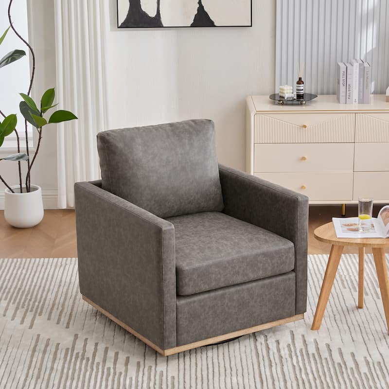 30.7"W Upholstered Square Swivel Accent Chair and Comfy Accent Single Sofa Chair, 360 Degree Club Chair, Lounge Armchair