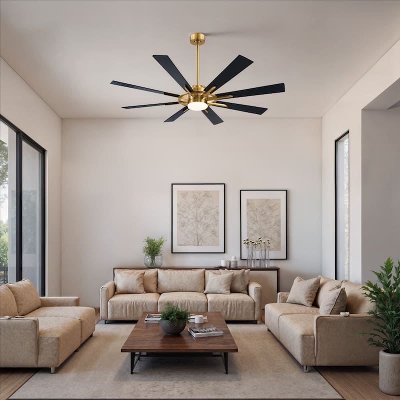 CO-Z 60'' 8-Blade Large Windmill Ceiling Fan with LED Lights and Remote for Living Room