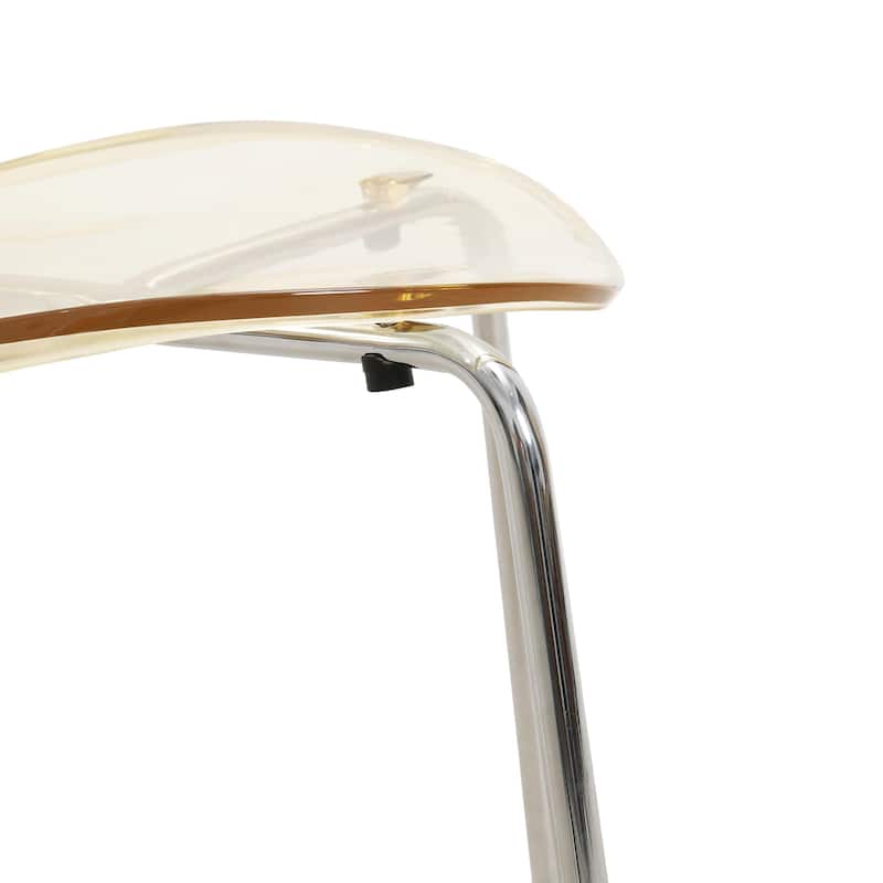 Oyster Modern Ergonomic Transparent Stackable Dining Side Chair with Chrome Steel Legs, Rounded Seat Edge for Indoor Outdoor Use