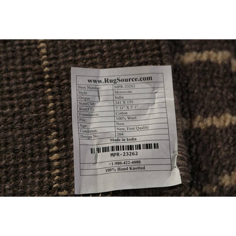 Moroccan Indian Area Rug Handmade Wool Carpet - 5'1" x 7'11"