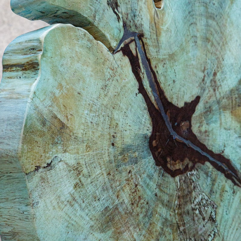 Rustic Tamarind Wood Sculpture - 22.75" - Teal Blue Finish