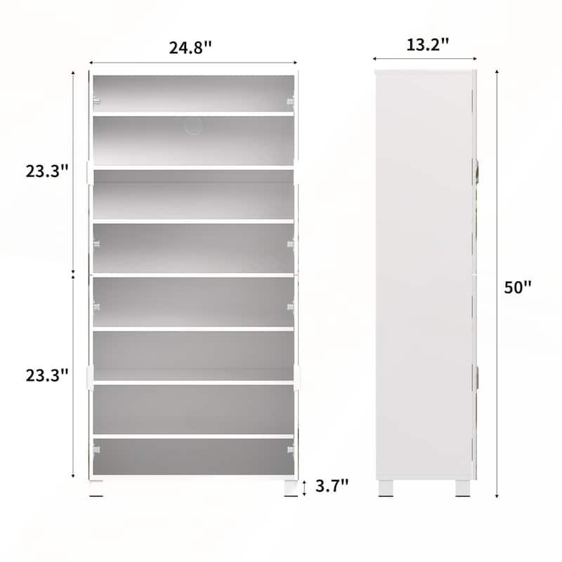 8 Tier Shoe Storage Cabinet with Mirror Door