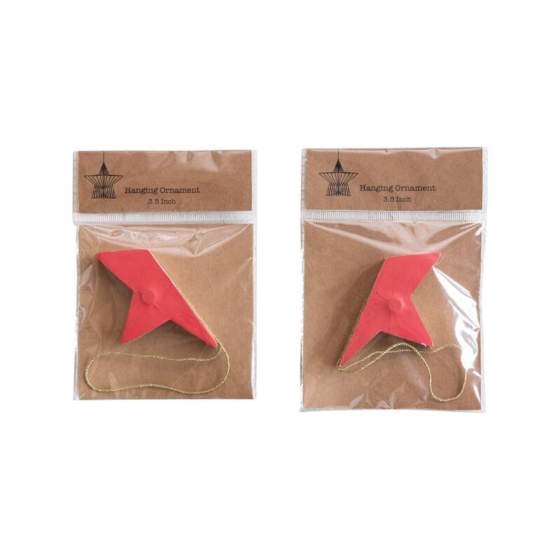 Paper Folding Honeycomb Star Ornament with Glitter Edge, Set of 2