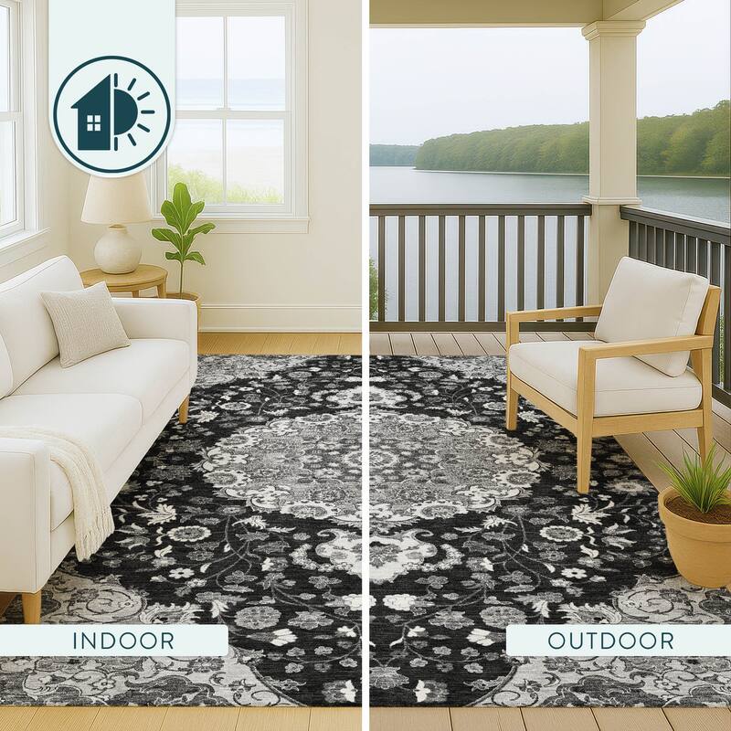 Machine Washable Indoor/ Outdoor Global Eckley Chantille Rug