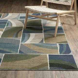 Tobias Modern Color Block Blue/ Green Area Rug - Bed Bath & Beyond ...