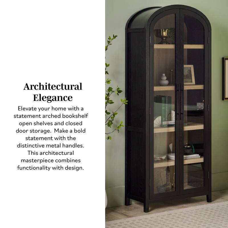 Middlebrook Designs Arched Tall Bookcase with Glass Doors