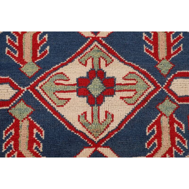 Beige / Ivory Traditional Kazak Oriental Rug Hand-Knotted Wool Carpet - 6'7" x 9'8"