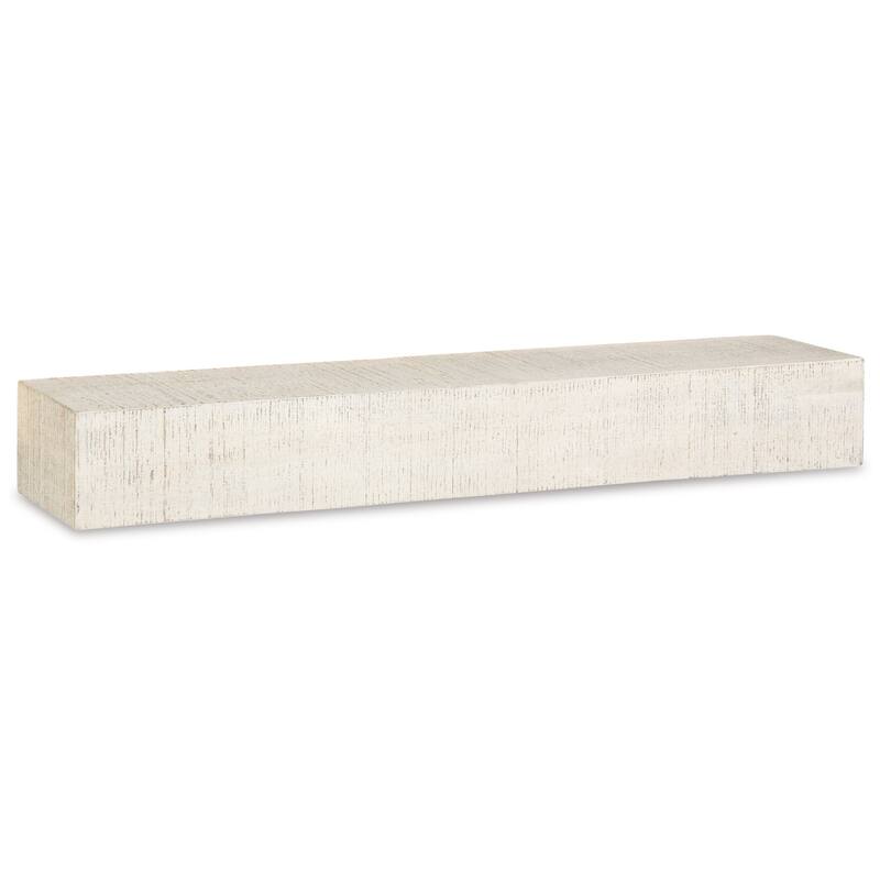 Novo Accent Wall Shelf, 38 Inch White Solid Wood, Saw Wood Texture