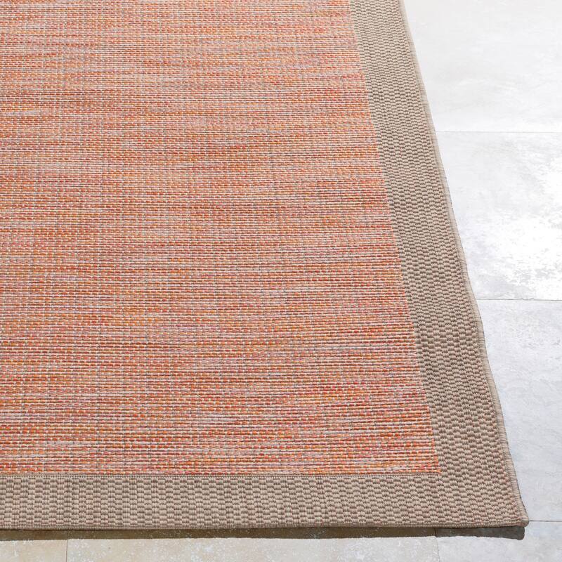 Cammie Solid Bordered Outdoor Area Rug