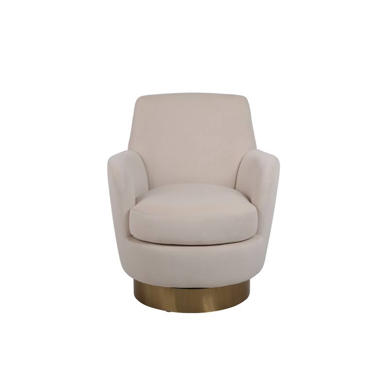 Velvet Swivel Barrel Chair, Swivel Accent Chairs Armchair w/ Gold Stainless Steel Base, Comfy Reading Chair Round Barrel Chairs