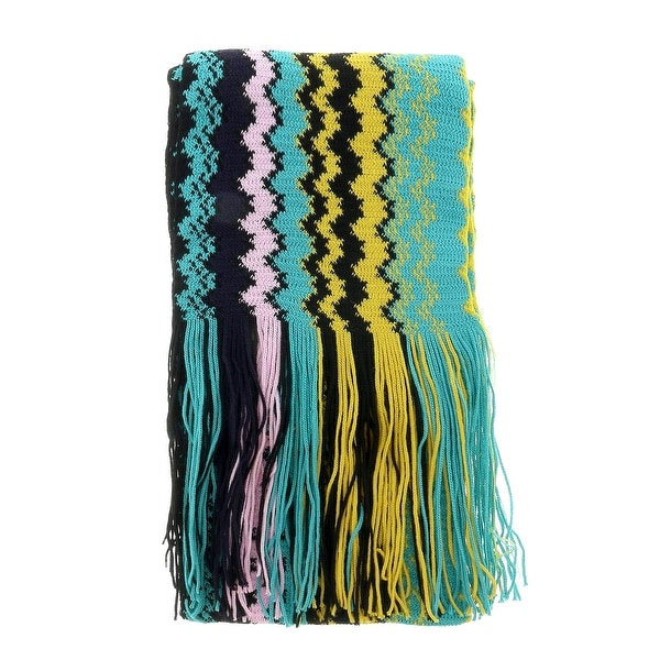 Missoni Yellow/Brown Long Zigzag Signature Fringe Scarf - 17/20-71. Opens flyout.