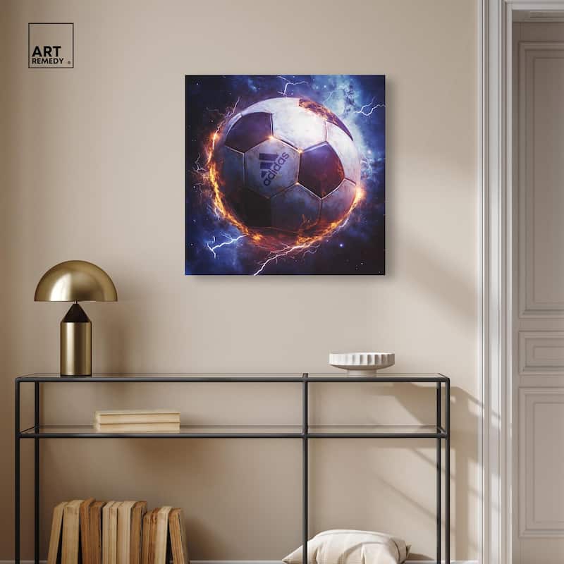 Electrify Soccer Ball Canvas by Art Remedy, Gallery Wrapped