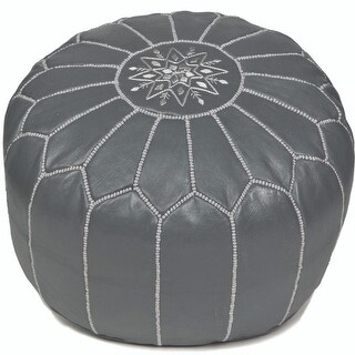 Moroccan Chocolate Brown Leather Ottoman Pouf