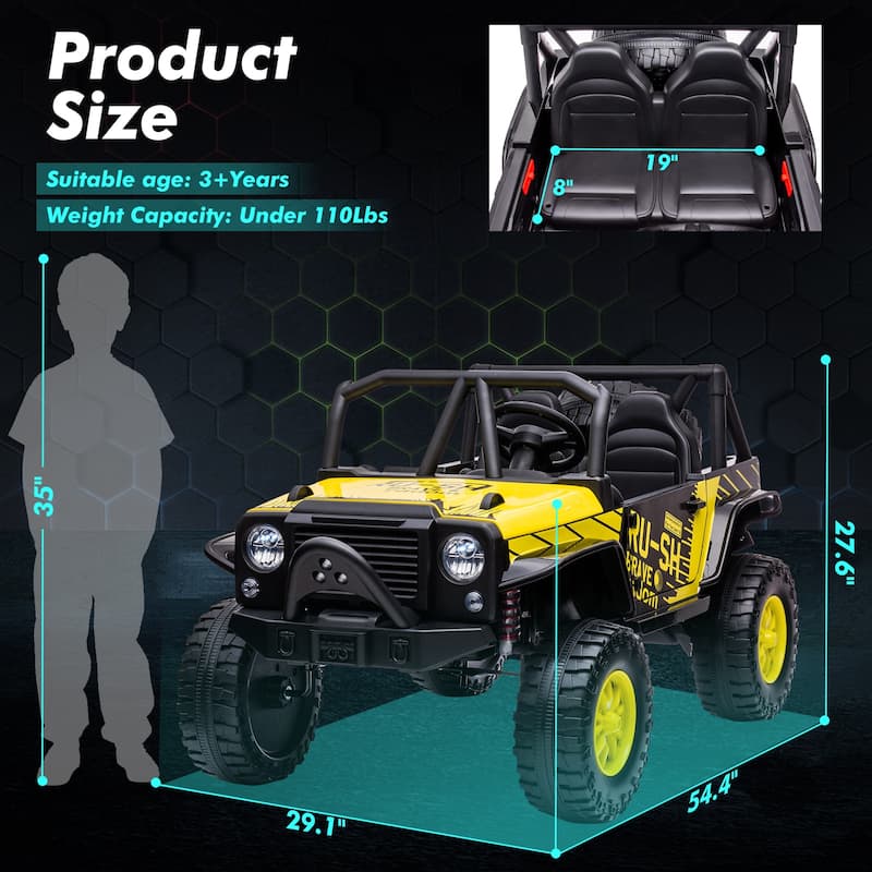 24V 2 Seater Kids Ride On Car Truck with Remote Control, Kids Electric Vehicle