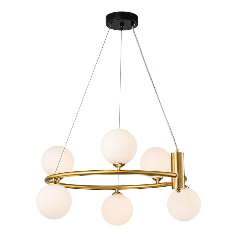 6/8-Light Modern Sputnik Cluster Pendant Wagon Wheel Glass Globe Bubble Chandelier