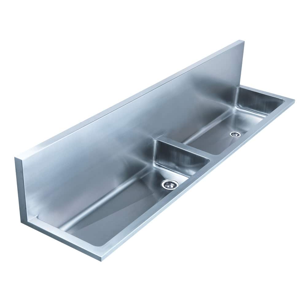 Whitehaus Noah's Wall Mounted Double Basins Stainless Steel Kitchen