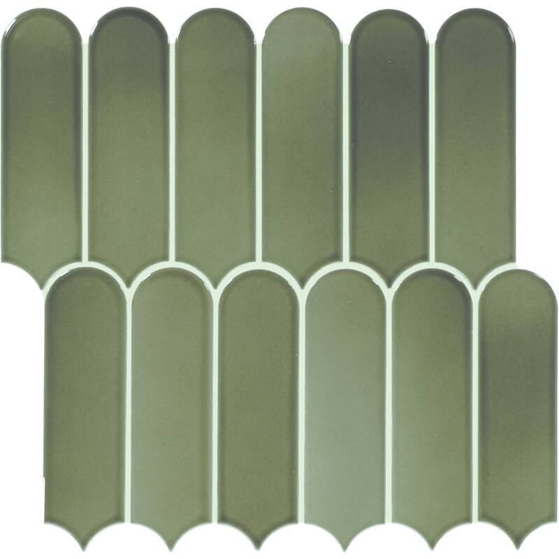 Daltile Artefino Vintage 2 x 6 Fish Scale Mosaic (10 PC Per SQFT) (10.00 SQFT Per Carton) - Verdelite