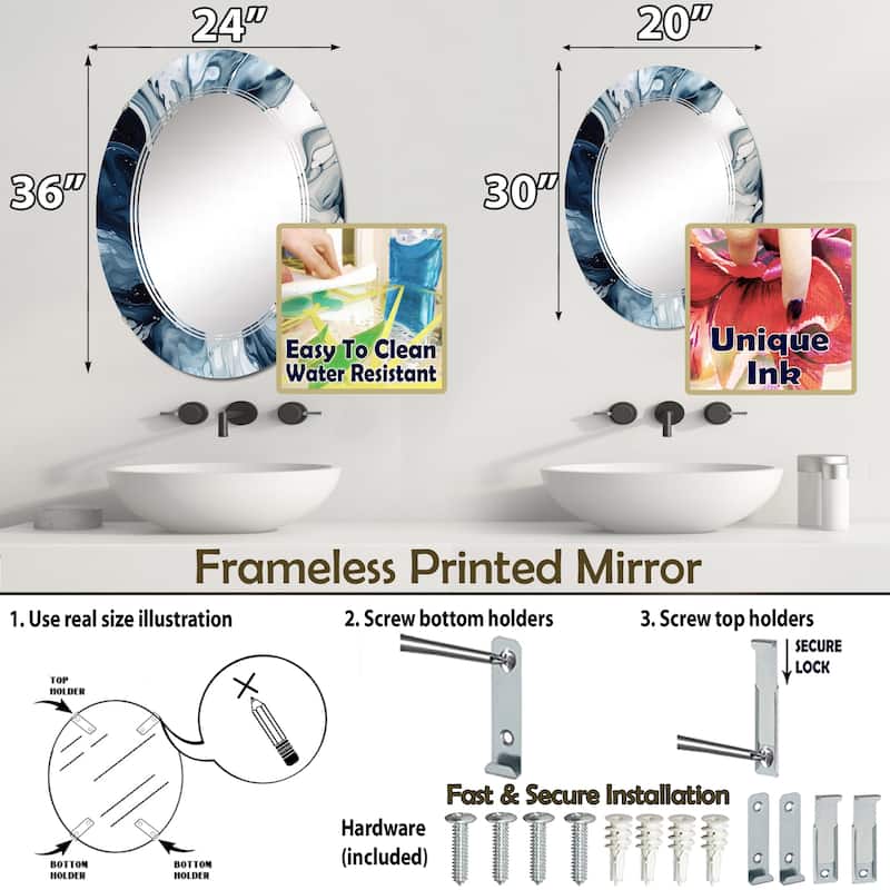 Designart "Blue Grey Ethereal Elixir I" Abstract Modern Wall Mirror