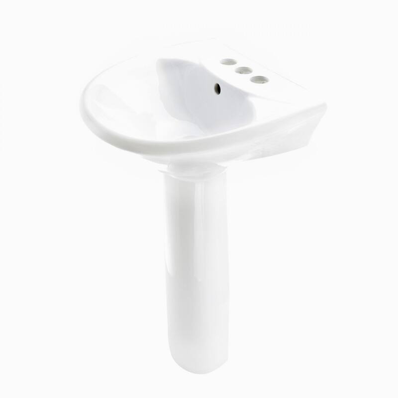 White Pedestal Sink Compact Sink with Overflow And Pre-Drilled Holes Scratch And Stain Resistant Pack of 4