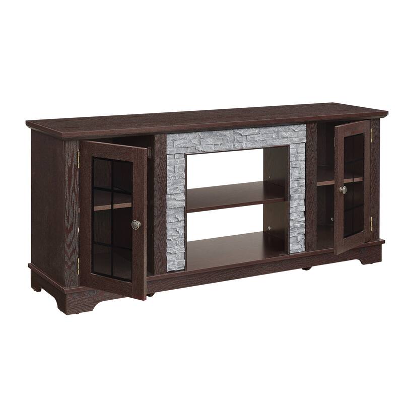 Classic TV Stand Entertainment Center for up to 65" TVs, Faux Stone Media Console Cabinet for Living Room
