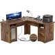 preview thumbnail 39 of 70, Modern Farmhouse L-Shape Desk with File Cabinet and Drawers, Homer Office Executive Desk with Charge Station