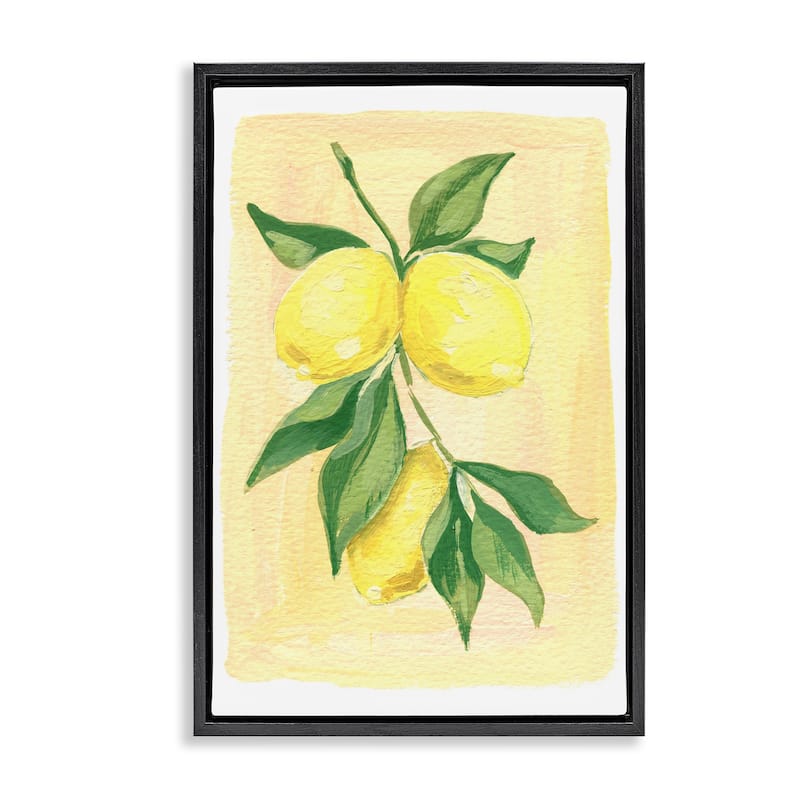 Stupell Hanging Lemons Country Charm Framed Floater Canvas Wall Art Design By Hannah Moren - 21 x 31 - Black