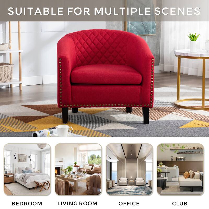 Club Chairs with nailheads and solid wood legs