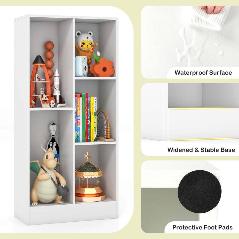 Costway 5-Cube Bookcase for Kids 41" Wooden Toy Storage Organizer for - See Details