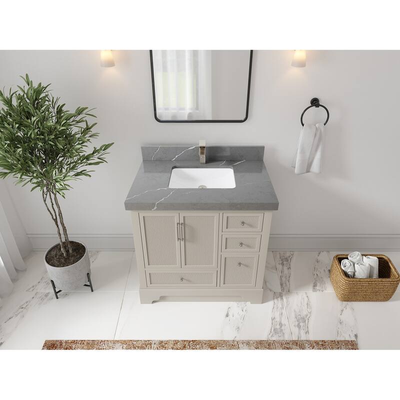 Willow Collections 36 in. W x 22 in. D Alys Center Sink Left Bathroom Vanity with Countertop