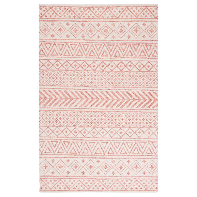 SAFAVIEH Handmade Metro Heloise Moroccan Boho Wool Rug - 5' x 8' - Ivory/Pink