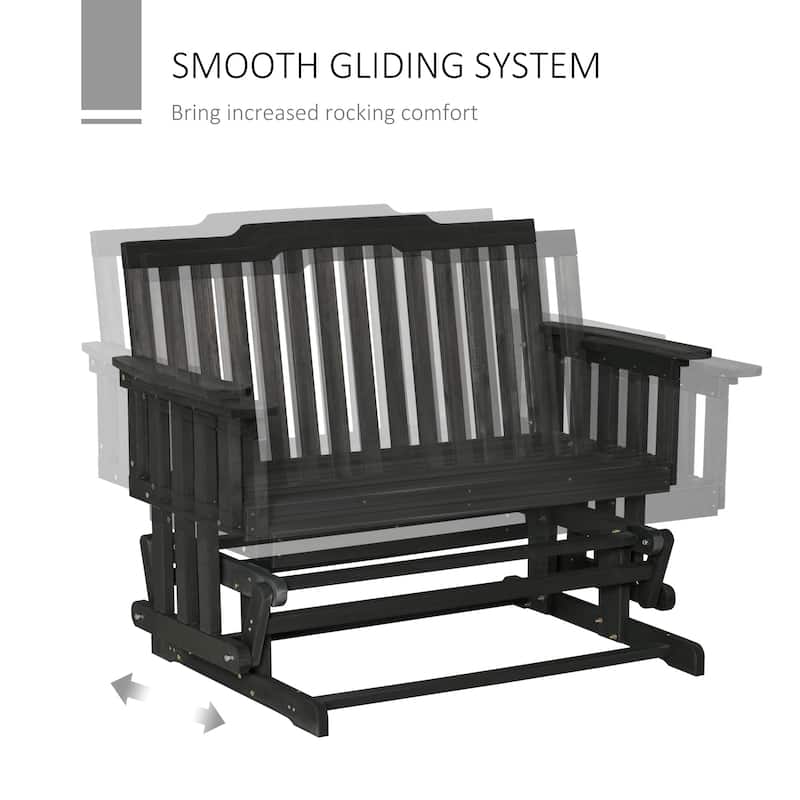 Outsunny 2-Person Patio Swing Glider Bench with Quick Drying Design and Widen Armrest, Wood Rocking Chair Loveseat for Backyard
