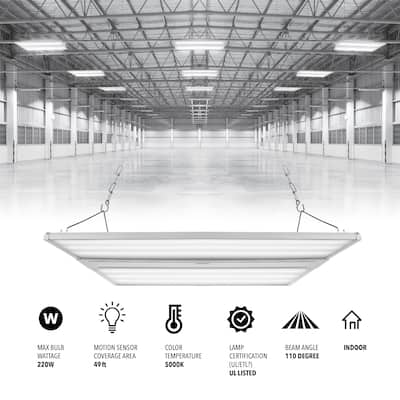 23.75 in. 220-Watt Integrated LED Motion Sensor Shop Light with 28600 Lumens 5000K, White by JONATHAN Y