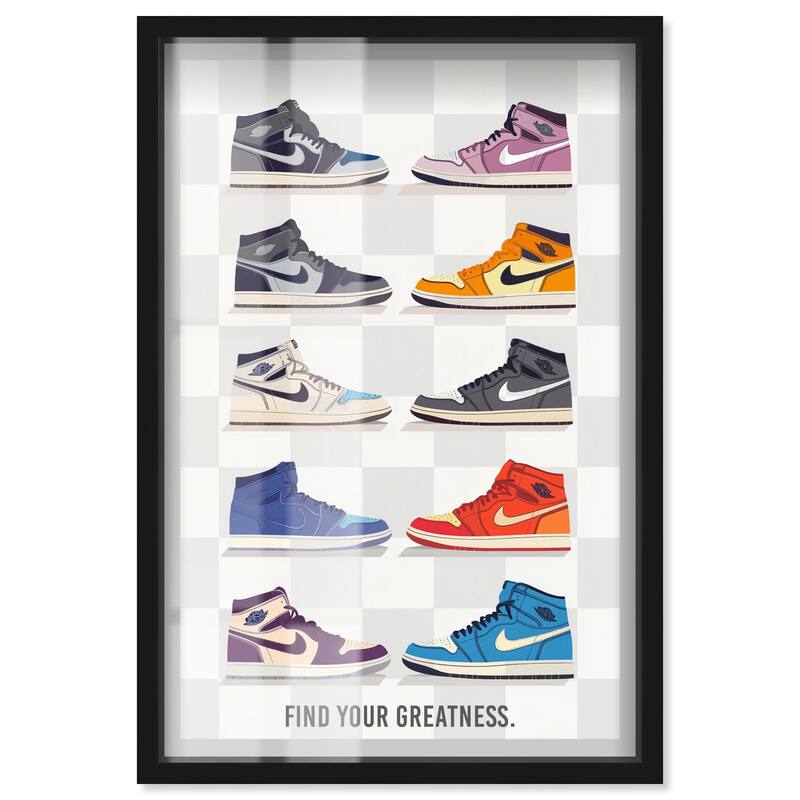 Find Your Greatness Sneakers Shadowbox by Art Remedy - Black - 36" x 54"