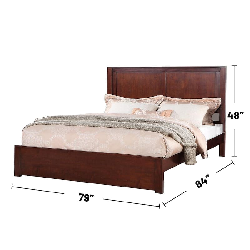 Wooden Eastern King Bed with 2 Panels Headboard Design