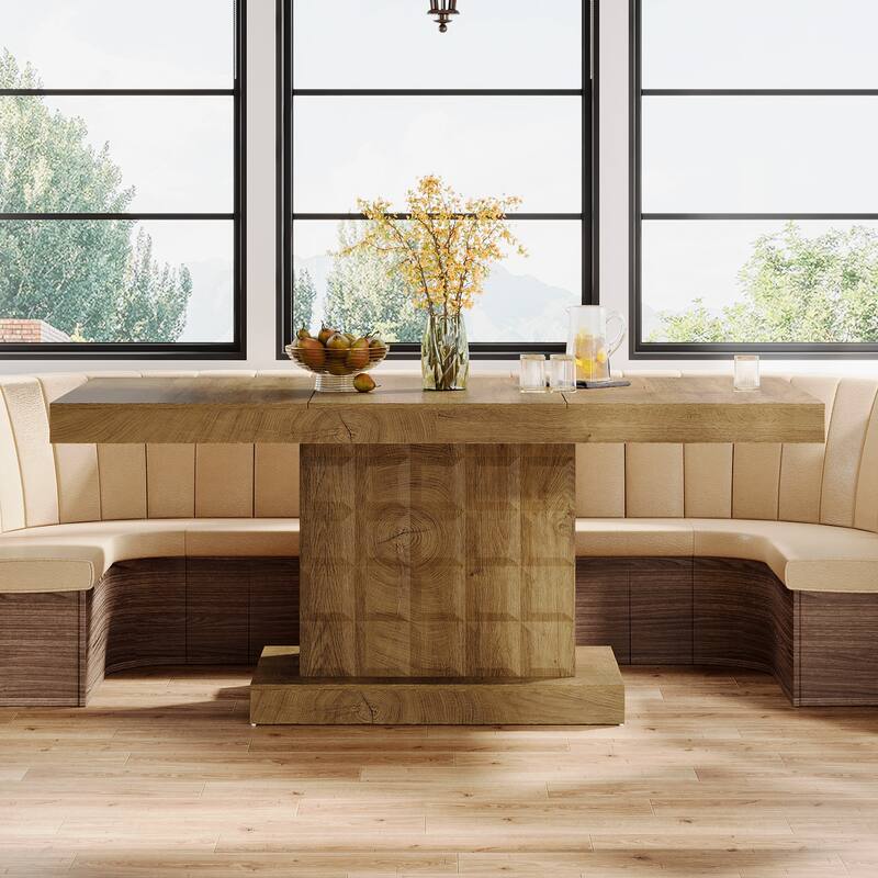 63'' Dining Table for 4-6, Farmhouse Wooden Rectangular Dinner Table