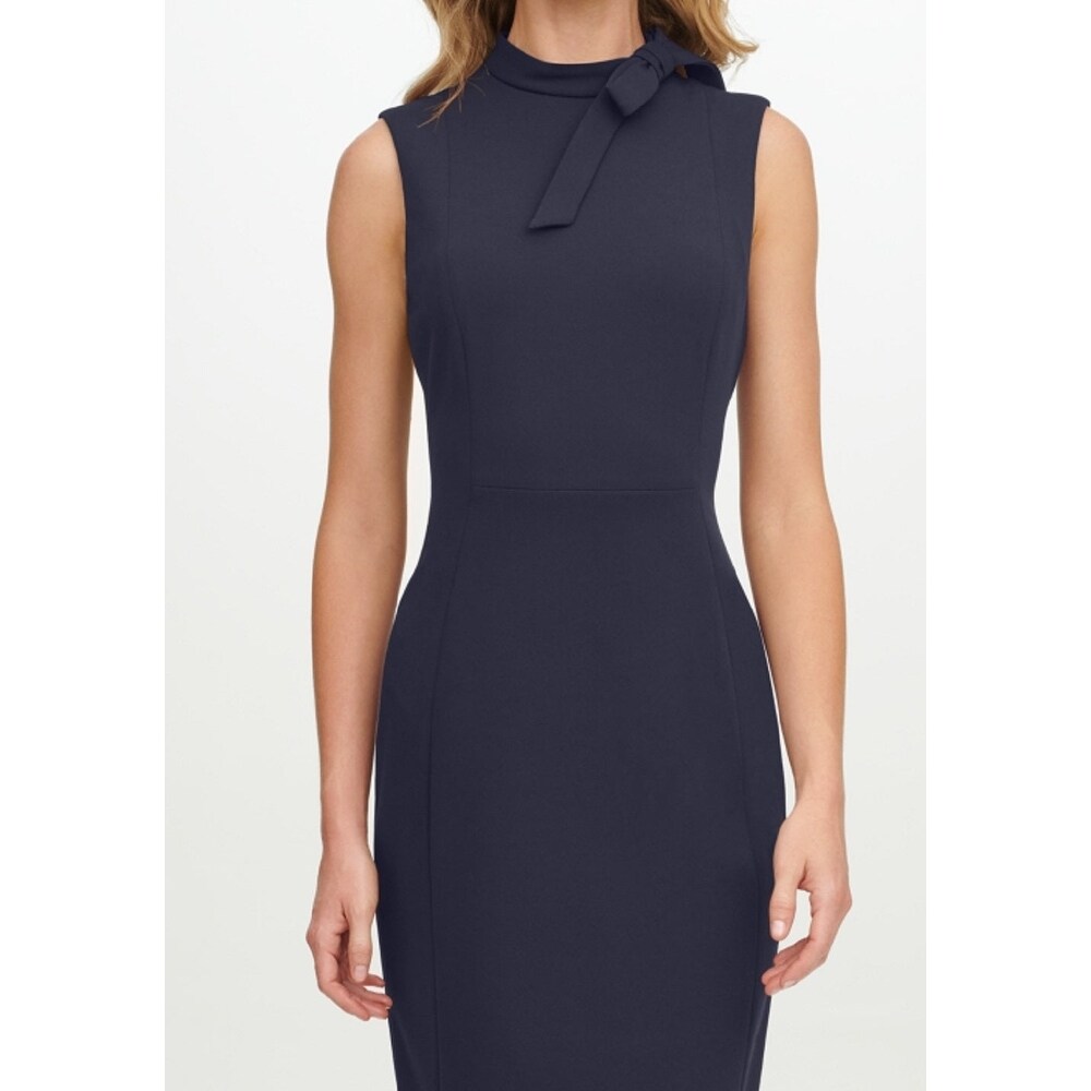 Calvin Klein Women's Bow Neck Sheath Dress Blue Size 8Petite - Bed Bath & Beyond - 40631506 Calvin Klein Women's Bow Neck Sheath Dress Blue Size 8Petite - Bed Bath & Beyond - 40631506