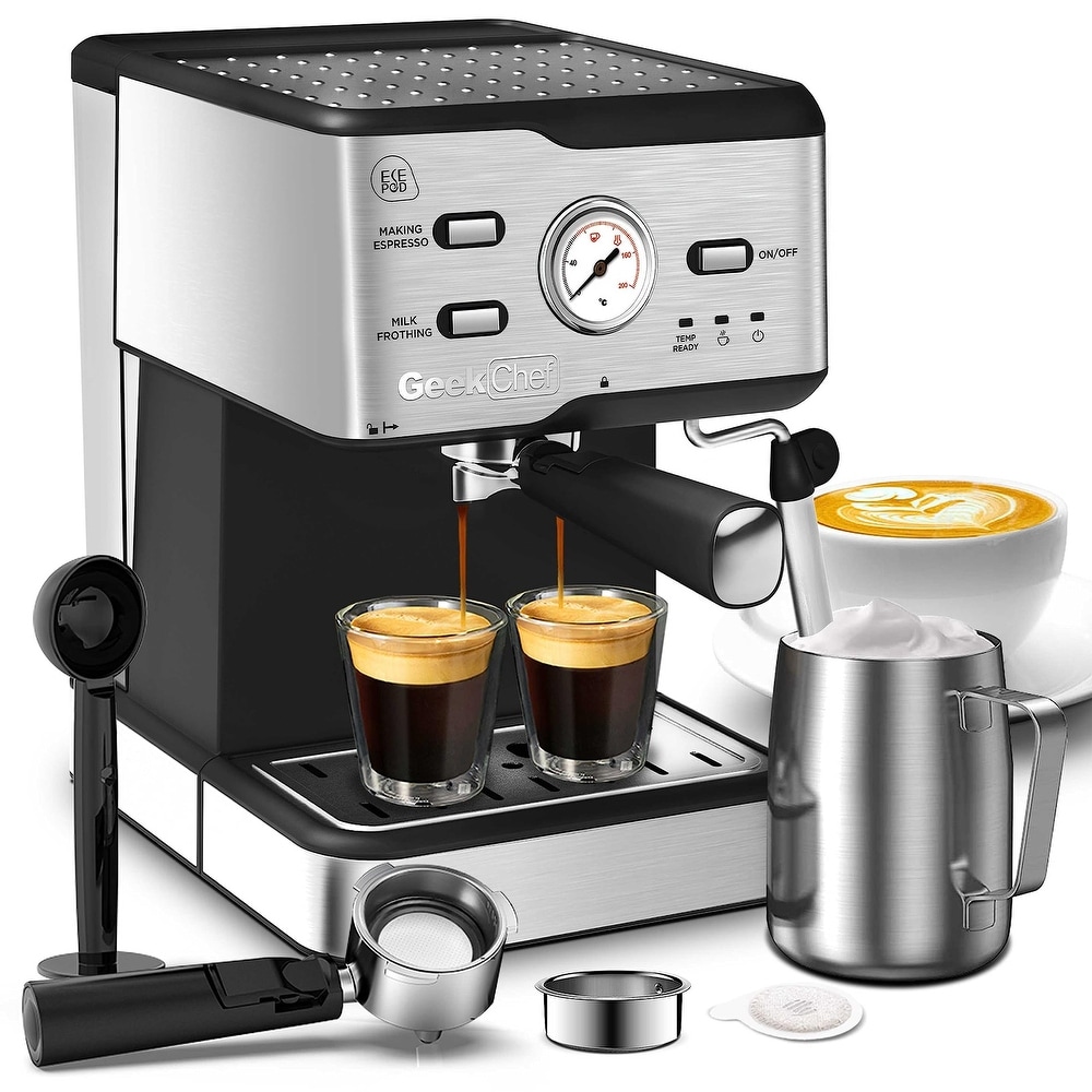 Bene Casa 4-cup stainless-steel espresso maker with steam frother function,  cappuccino maker, - 4-Cup Steam Espresso - On Sale - Bed Bath & Beyond -  33030923