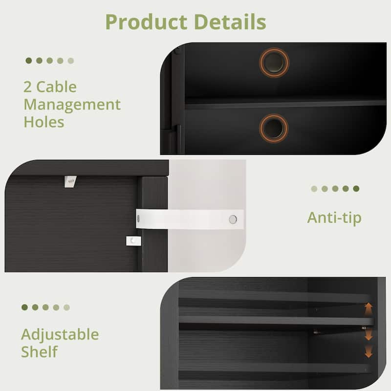 Farmhouse TV Stand for 55-75 Inch TVs, Sliding Barn Doors Storage Cabinet Media Console