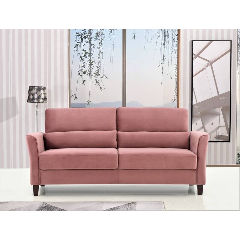 2 Pieces Mid Century Modern Upholstered Sloped Arms Living Room Set, Loveseat and Sofa